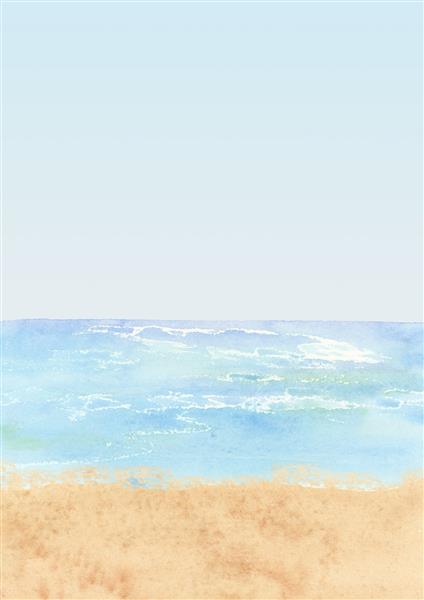 کلیپ‌پارت پس‌زمینه امواج آبرنگ تصویر مناظر ساحل منظره اقیانوس کلیپ‌پارت سفر دریایی کلیپ آرت تابستانی هاوایی پس‌زمینه بژ آبی ساحل شنی