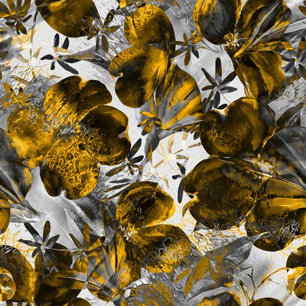 چاپ دیجیتال طراحی پارچه سابلیمیشن یا سیلک الگوهای رنگارنگ گل های زیبا و بافت های انتزاعی با هم ادغام شدند تا یک پارچه روسری کاغذ دیواری هنری خیره کننده ایجاد کنند