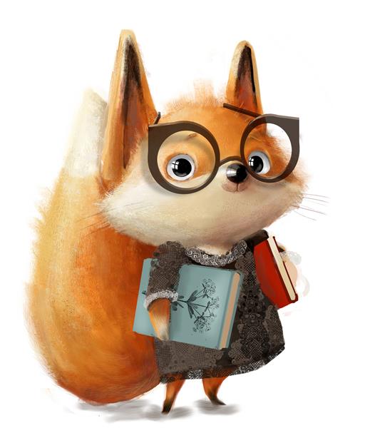 شخصیت روباه کوچولو زیبا با کتاب
