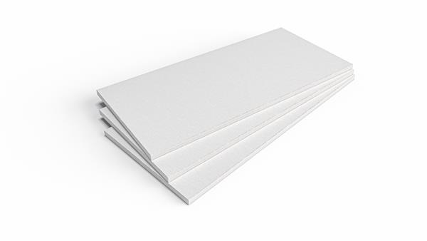 ورق های فوم پلی استایرن روی پس زمینه سفید صفحه فوم پشته سیمان پانل بتن پانل چوب سخت تصویر سه بعدی