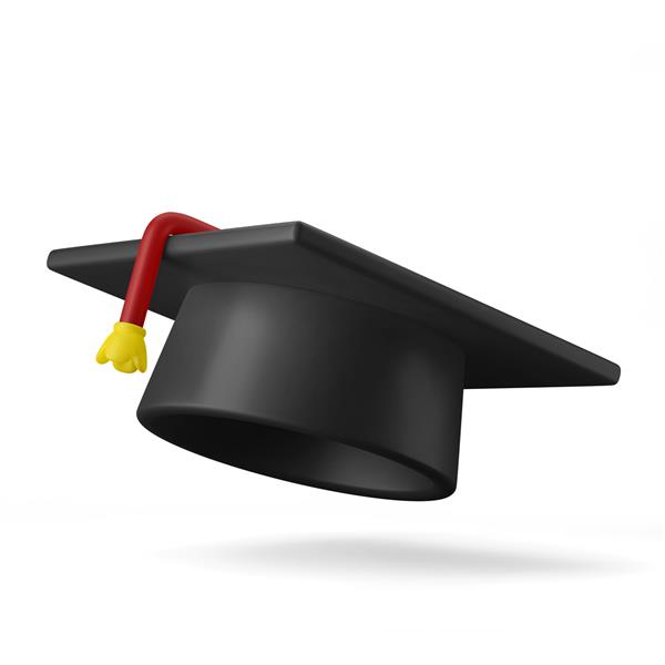 نماد رندر تصویر سه بعدی تخته ملات کلاه فارغ التحصیلی دانشگاه جدا شده است