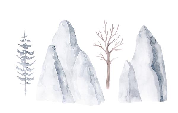 مجموعه مناظر قطبی زمستانی کوه یخ خالق یخ مجموعه ای از کوه ها و درخت خز مجموعه درخت کاج