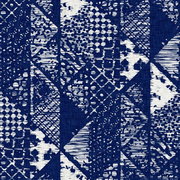 بافت الگوی ژئو شکل پارچه رنگرزی نیلی رنگ پارچه مد نساجی بدون درز در سراسر چاپ مقاوم است چاپ بلوک کیمونوی ژاپنی اثر باتیک با وضوح بالا