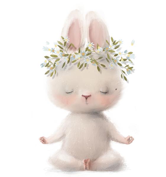 شخصیت دختر خرگوش سفید ناز با تاج گل