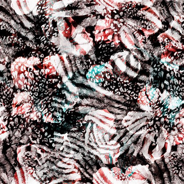 چاپ دیجیتال طراحی پارچه سابلیمیشن یا سیلک الگوهای رنگارنگ گل های زیبا و بافت های انتزاعی با هم ادغام شدند تا یک پارچه روسری کاغذ دیواری هنری خیره کننده ایجاد کنند