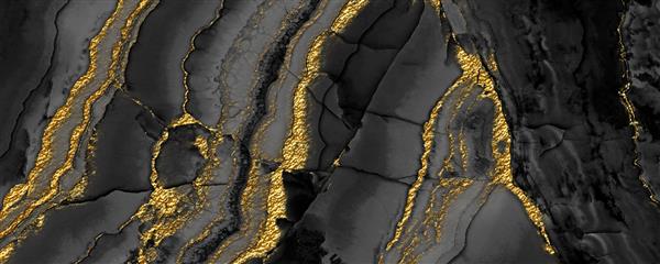 پس زمینه بافت مرمر سیاه با وضوح بالا تخته سنگ مرمر ایتالیایی با رگه های طلایی بافت سنگی گرانج سطح نمای نزدیک سنگ مرمر گرانیت طبیعی صیقلی برای کاشی های دیواری دیجیتال سرامیکی