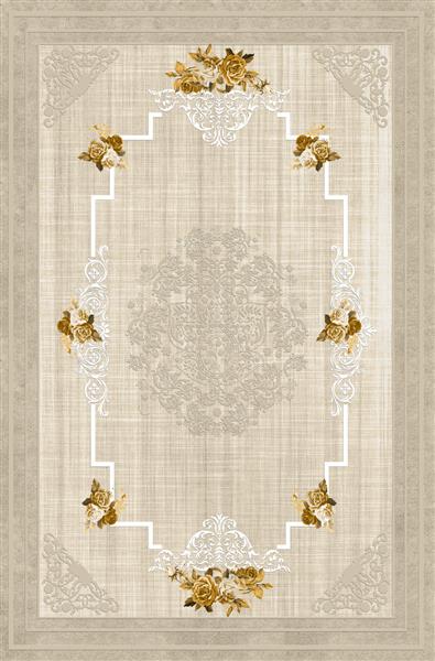 فرش در طرح سنتی فرش هندسی چند رنگ مناسب برای مبلمان کلاسیک و مدرن