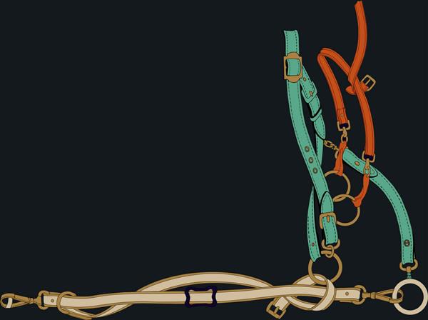 زنجیر چاپ منسوجات جدید با رنگ های زیبا عناصر طناب کمربند طراحی هنر برگ سیاه تصویر طراحی هنر مدرن