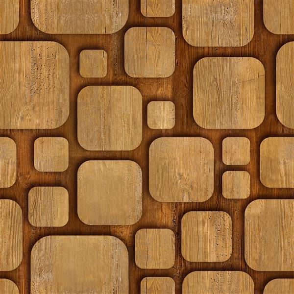 بلوک های چوبی هندسی - پس زمینه بدون درز - الگوی تزئینی انتزاعی - بافت طبیعی - کاغذ دیواری طراحی داخلی - تکرار مداوم