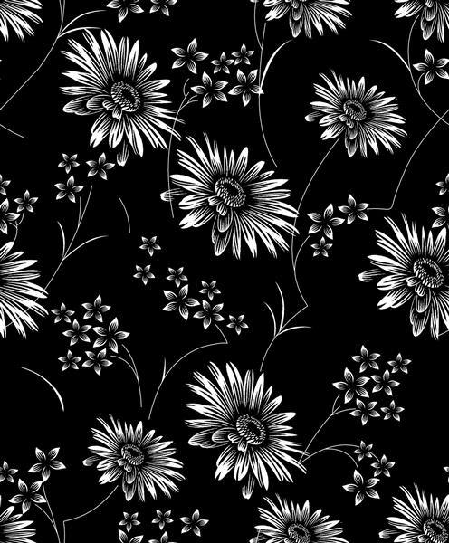 الگوی گل آفتاب سیاه و سفید بدون درز