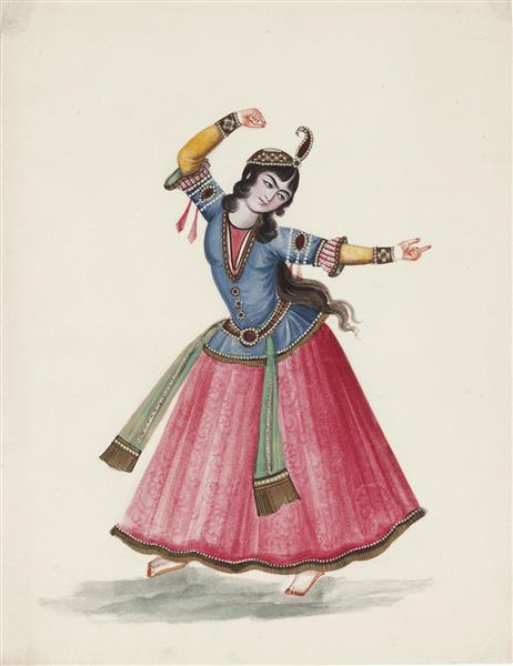 نگاره رقص دخترانه با دست و پای حنا بسته
