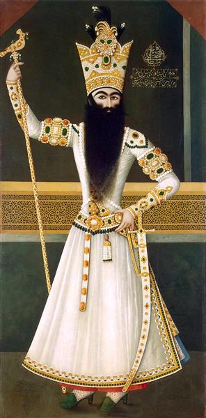 پرتره فتحعلی‌ شاه قاجار نقاشی رنگ و روغن روی بوم