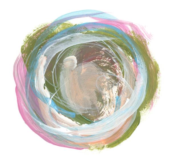نقاشی با آبرنگ و اکریلیک اسمیر دایره لکه لکه رنگ بافت انتزاعی داخلی در پس زمینه سفید