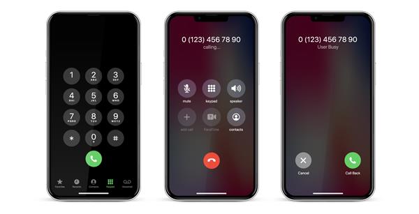 استانبول ترکیه - 23 مارس 2022 مجموعه مفهومی طراحی صفحه نمایش تماس اپل iPhone IOS با پس زمینه تار واقع گرایانه برای UI UX صفحه تماس ورودی تماس خروجی و الگوی صفحه نمایش اشغال کاربر