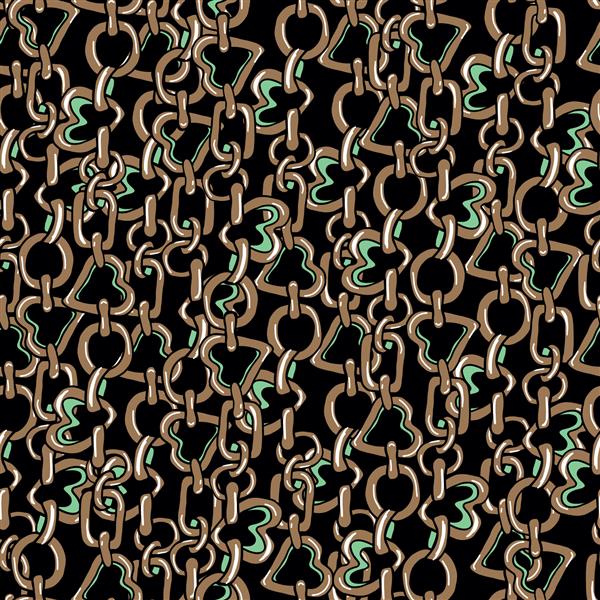 الگوی زنجیر طلایی با رنگ های سبز و مشکی چاپ آگهی آماده رنگی برای پارچه های نساجی برای مد طرح سراسری و وکتور