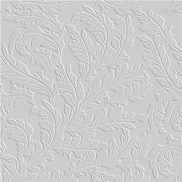 الگوی سه بعدی بدون درز ردیابی خط باروک گل برجسته پس زمینه برگی پس زمینه سفید بافت دار را تکرار کنید برگ های سطحی شاخه ها زیور آلات بی پایان سه بعدی قدیمی با جلوه برجسته