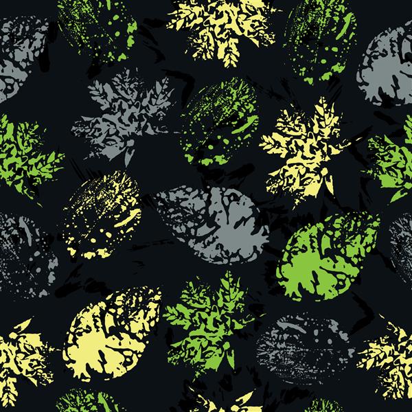 برگ های پاییزی تصویر طراحی شده با دست دیجیتال با بافت آبرنگ آثار هنری ترکیبی موتیف بی پایان برای دکور و طراحی پارچه