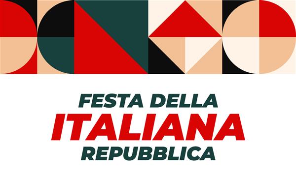 Festa della Repubblica Italiana ترجمه روز جمهوری ایتالیا تعطیلات ملی ایتالیا در 2 ژوئن جشن گرفته شد عناصر پرچم ایتالیا طراحی پوستر کارت بنر EPS 10