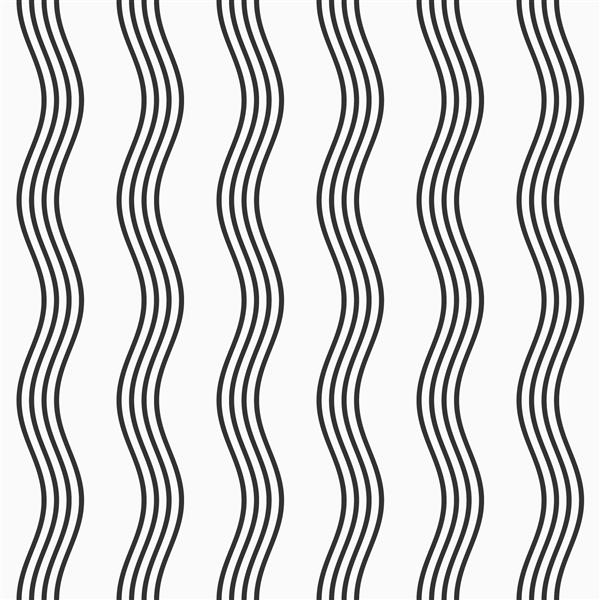 الگوی بدون درز انتزاعی با خطوط موج دار صاف منحنی ها پس زمینه وکتور سیاه و سفید الگوی تکرار بی پایان