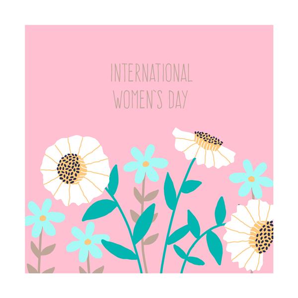 روز جهانی زن پوستر مربع با دسته گل شکوفه گل های کارتونی زیبا دکوراسیون خلاقانه گیاه شناسی کارت پستال دخترانه کشیده شده با دست طرح مینیمال وکتور تصویر گل