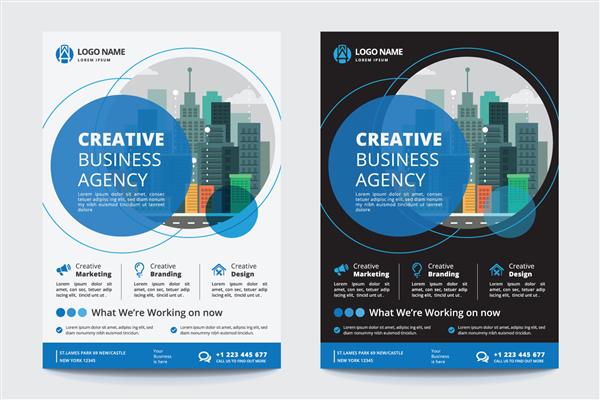 بروشور طرح جلد بروشور پوستر شرکتی Business Flyer پس زمینه طرح طرح طرح دو رنگ قالب وکتور در اندازه A4 - وکتور