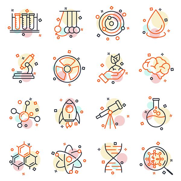 نماد مجموعه عناصر علم الگوی نماد بسته علمی برای تصویر برداری آرم مجموعه گرافیکی و طراحی وب