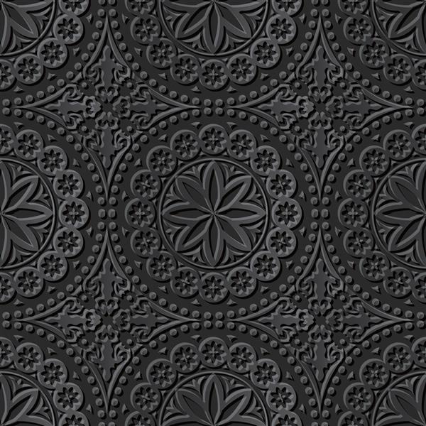 الگوی هنری کاغذ تیره سه بعدی بدون درز 136 گل نقطه گرد