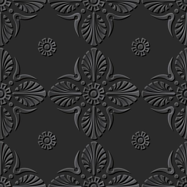 الگوی هنری کاغذ تیره سه بعدی بدون درز 147 گل گرد فن دار