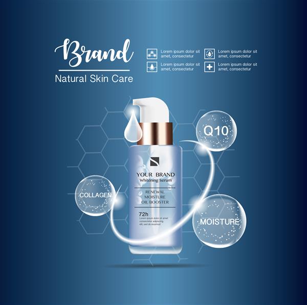 تبلیغات محصول زیبایی در زمینه فناوری مفهومی وکتور برای مراقبت از پوست