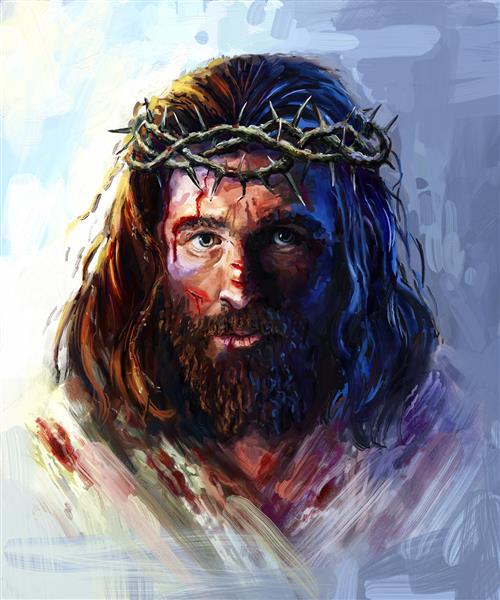 عیسی در تاج خار نقاشی