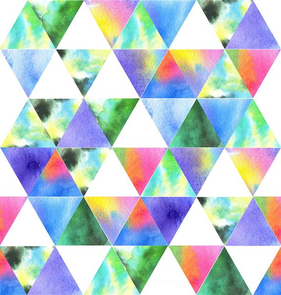 مثلث آبرنگ الگوی بدون درز شطرنجی مدرن بافت رنگارنگ به سبک هیپستر