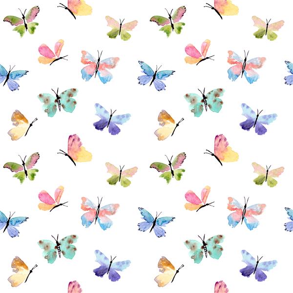 الگوی زیبای پروانه های آبرنگ