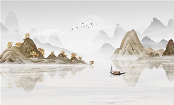 نقاشی منظره چینی با مفهوم هنری ظریف