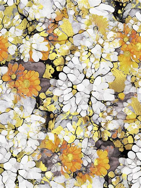 تصویر سه‌بعدی گل‌ها در شکوفه کامل پر از انرژی
