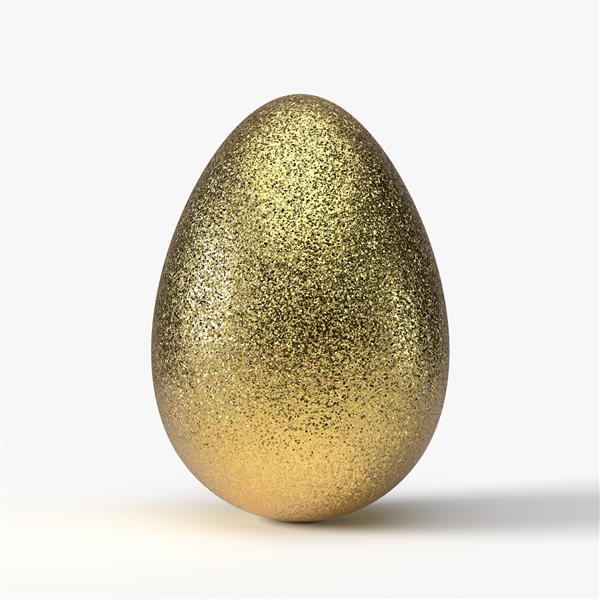 تخم مرغ طلایی عید پاک تصویر سه بعدی جداسازی شده روی سفید مناسب برای تعطیلات عید پاک و تم های بازی