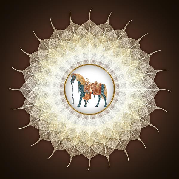 تصویر تصویر سه بعدی نقاشی دیواری مدرن با اسب