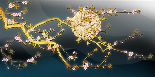 تصویر سه بعدی از یک گل در شکوفه کامل