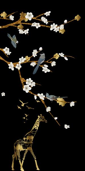 تصویر سه بعدی از شاخه های گل در حال شکوفه