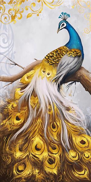 تصویر سه بعدی طاووس با پرهای زیبا