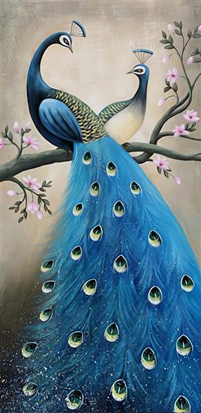 تصویر سه بعدی طاووس با پرهای زیبا
