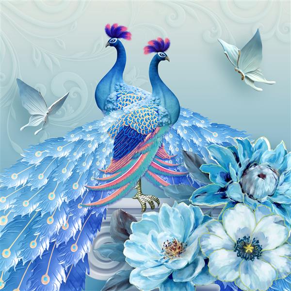 تصویر سه بعدی از تصویر طاووس