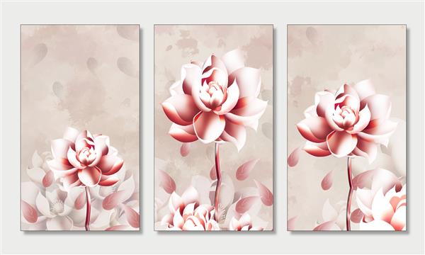 کاغذ دیواری قاب دیواری سه بعدی پس زمینه گل ساده گل های مدرن سبک برای دکوراسیون دیوار خانه