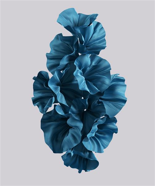 ترکیب انتزاعی بافت پارچه گل برای نمایش محصولات آرایشی الگوی ماکت قرار دادن شی با تزئین عناصر پارچه آبی رندر سه بعدی