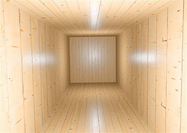 رندر سه بعدی انتزاعی سبک چوبی اتاق سونا خالی با حداقل پس زمینه داخلی کاغذ دیواری هندسی