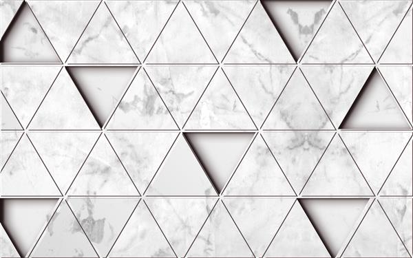 تصویر سه بعدی الگوی هندسی مرمر مثلث های خاکستری