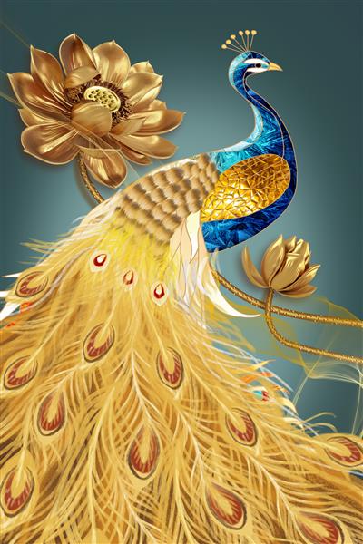 تصاویر سه بعدی از طاووس و گل