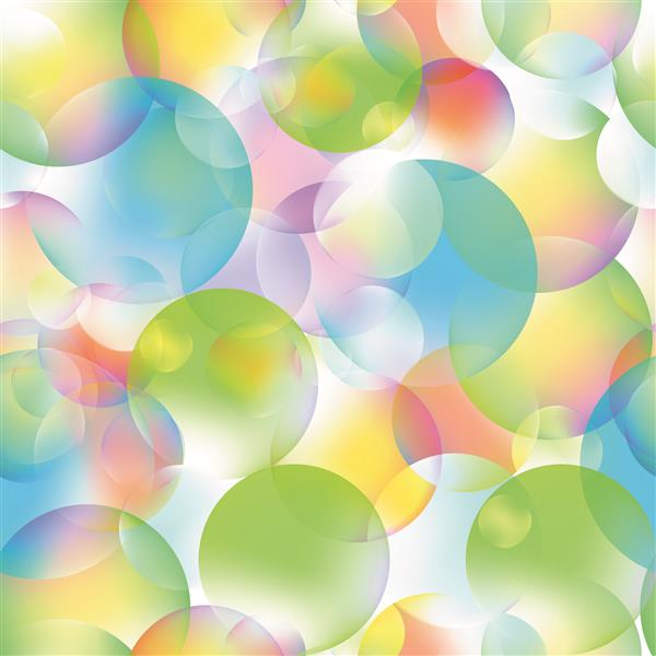 بافت پس زمینه الگوی وکتور بدون درز ساخته شده از حباب های صابون رنگارنگ