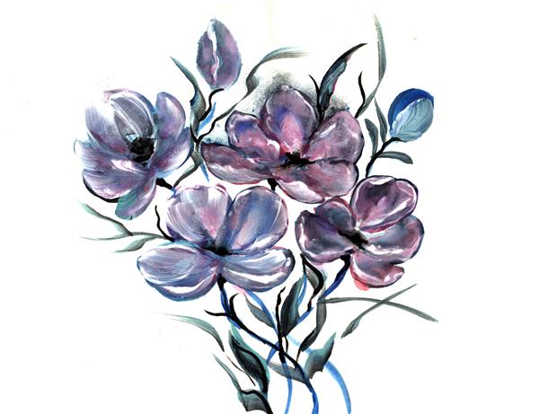 نقاشی دستی اکریلیک از گل
