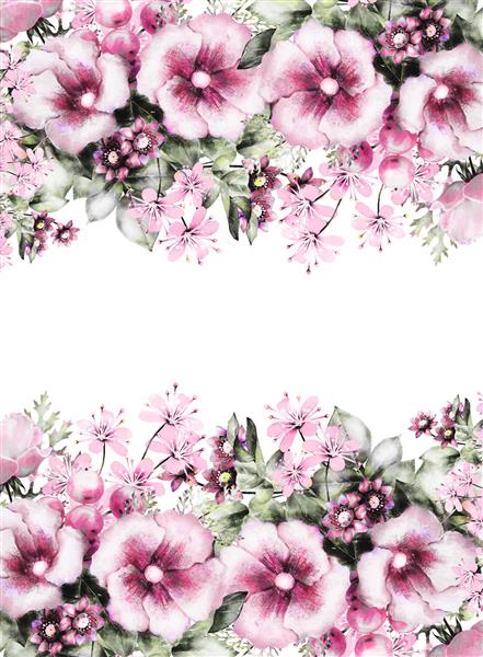 کارت طرح دعوت عروسی آبرنگ با غنچه و برگ پس زمینه گل با دست نقاشی شده با عناصر گل برای متن شما عنصر طراحی گرافیکی گل قالب رنگ پاستلی قاب