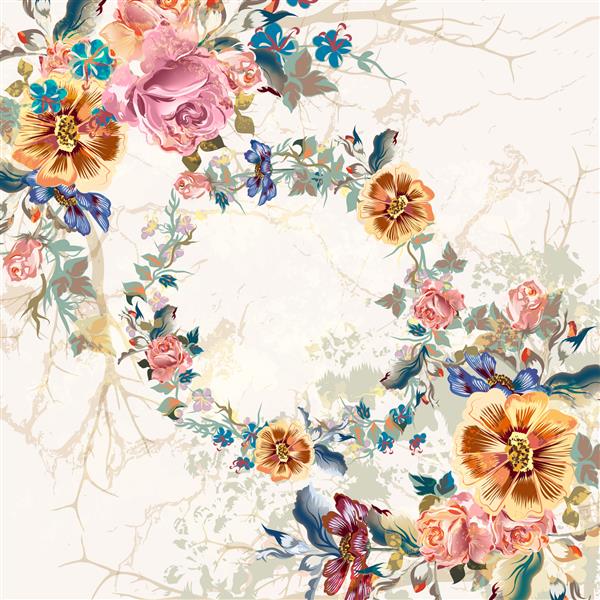 عروسی کلاسیک گرانج یا کارت تاریخ را با گل های رز پاستلی زیبا ذخیره کنید